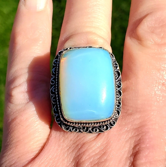 New Opal Opalite 925 Silver Statement Ring. - Picture 9 of 16